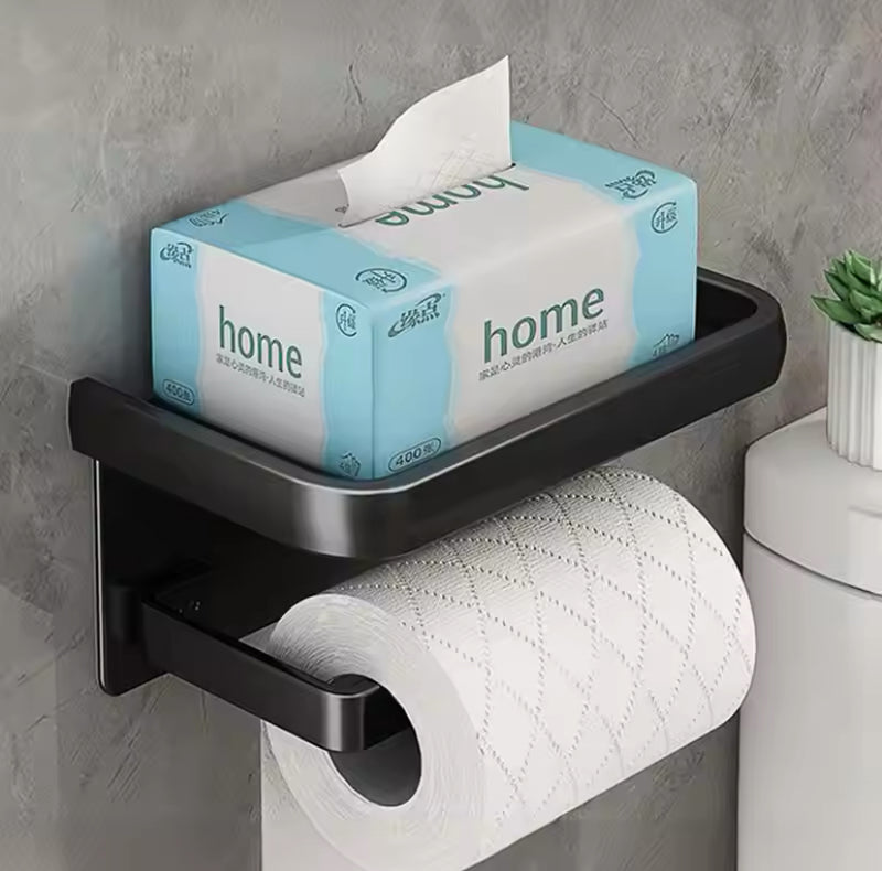 Suporte de papel higiênico com porta objetos